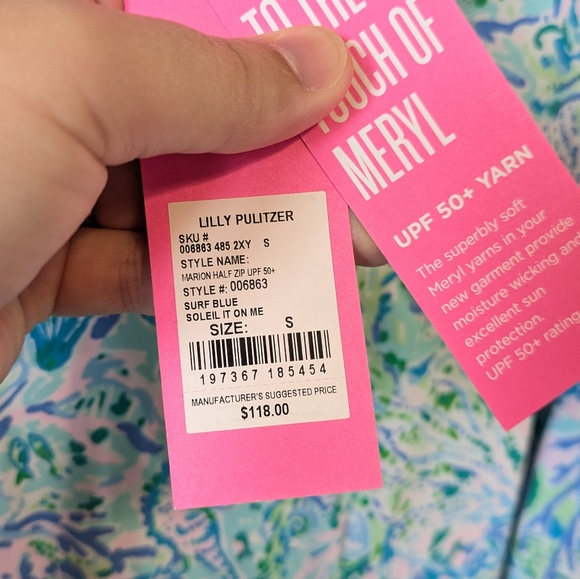 NWT Lilly Pulitzer Marion Half Zip UPF 50+ Surf Blue Soleil It On Me - Picture 3 of 7